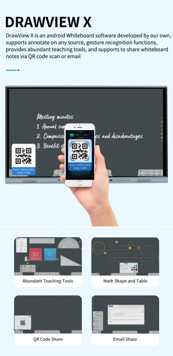 Iboard Nuevo producto 98" 4K Smart Display Interactivo Display de panel plano de gran tamaño pantalla táctil Monitor para sala de reuniones 6