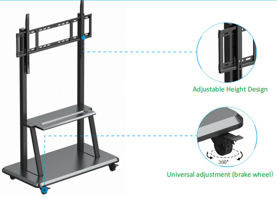 55-86 pulgadas soporte de piso ajustable Smart TV soportes móviles soportes móviles montajes y carritos de carrito