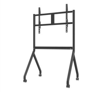 Camión ajustable de soporte de televisión móvil de acero de aleación de aluminio para monitores de televisión inteligentes con pantalla de juego de 65 a 86 pulgadas