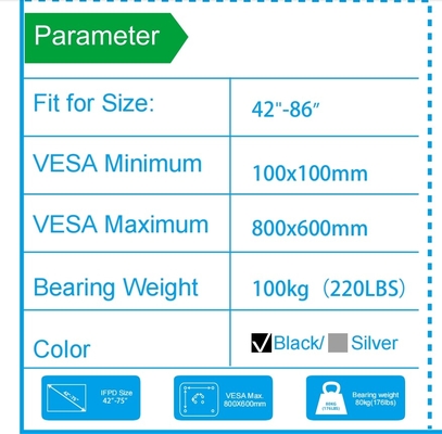 55" - 86" Stand de TV móvil ajustable con ruedas, compatibilidad para pantallas planas / curvas de 43"-100" hasta 220 libras marco de acero, 5 opciones de altura, carrito de TV rodante