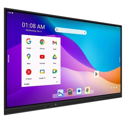 Panel inteligente interactivo de 86 pulgadas con certificación Google EDLA Android 13 con sistema de disfrute incorporado ranura OPS cámara opcional y soporte móvil