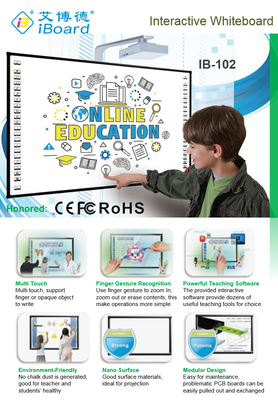 120 puntos/segundo Cursor Clip Rate IR Tabla blanca interactiva con hoja de hierro de aleación de aluminio y CCC/CE/FCC/RoHs Escuela de certificación Tabla blanca interactiva