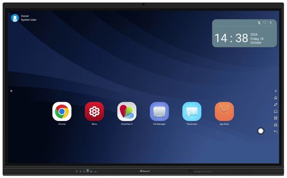 Panel inteligente interactivo de 86 pulgadas con certificación Google EDLA Android 13 con sistema de disfrute incorporado ranura OPS cámara opcional y soporte móvil