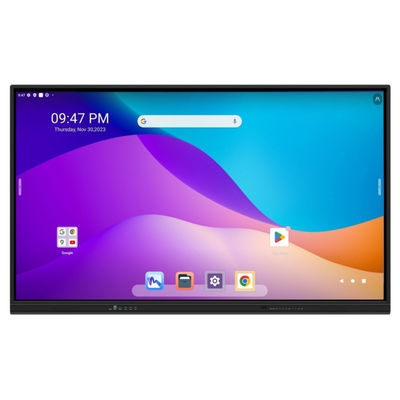 Panel inteligente interactivo de 86 pulgadas con certificación Google EDLA Android 13 con sistema de disfrute incorporado ranura OPS cámara opcional y soporte móvil