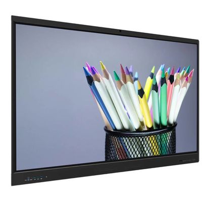 LCD Smart Board 75 pulgadas IFP Android 14 8+128G cámara micrófono altavoz sensor de luz Wifi infrarrojo 50 puntos de contacto para la escuela en línea enseñanza oficina Zoom Equipos de reunión