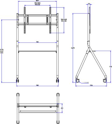 Nuevo soporte interactivo para pizarra blanca, móvil, para TV de 42 a 75 pulgadas, elevación de monitor, soporte móvil, capacidad máxima 60 kg, ruedas potentes, fácil de mover para soporte móvil de pizarra blanca interactiva