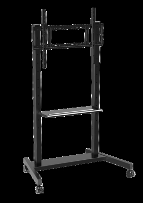fábrica mayorista 55"- 86" ajustable Televisión móvil soporte con ruedas Compatibilidad Interactivo Whiteboard Smart Panel Hasta 220 Lbs Cuadro de acero carrito de televisión rodante