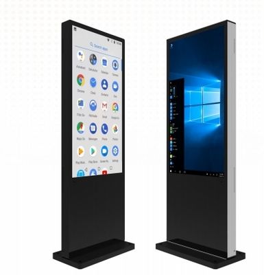 Pantalla táctil de señalización digital Quiosco de 55 pulgadas Android digital Stand Infrarrojo PCAP Toque Piso Pared Opcional Windows OPS Para Supermercado Oficina Comercial