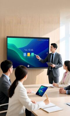 Revolucione sus presentaciones con un panel táctil interactivo, un proyector de pantalla opcional, una superficie de nano o tablero de cerámica