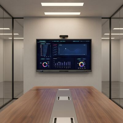 Panel interactivo plano de 98 pulgadas con resolución 4K UHD, Android 9.0 y altavoces integrados de 2 x 10W para una colaboración mejorada