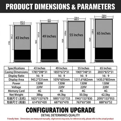 49 Inch LCD Screen Digital Signage with Wall Mounted or Free Standing Installation and I3/I5/I7 CPU Optional for Corporate Lobbies