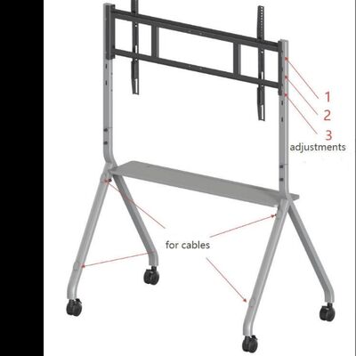 Carro móvil de TV con soporte móvil para pantallas interactivas Smart TV apto para tallas de 65 a 86 pulgadas