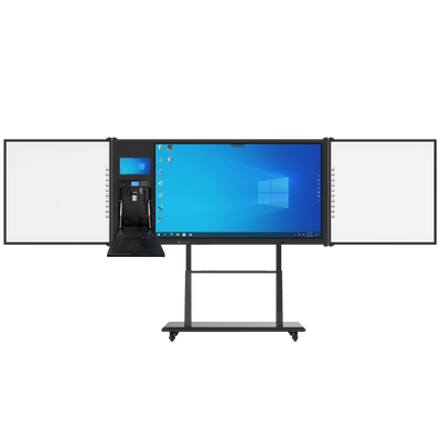 AIO 75 pulgadas panel táctil inteligente Android Win tableros laterales con cámara de micrófono móvil Stand para reuniones universidad
