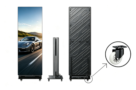 LED Poster Digital Display 80 Inch Foldable Movable Media Player Speaker Booth Hall Meetings 