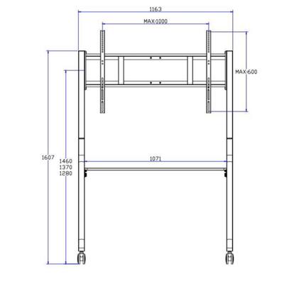 Material móvil del acero de carbono del soporte de la pantalla plana del soporte 100KG del piso