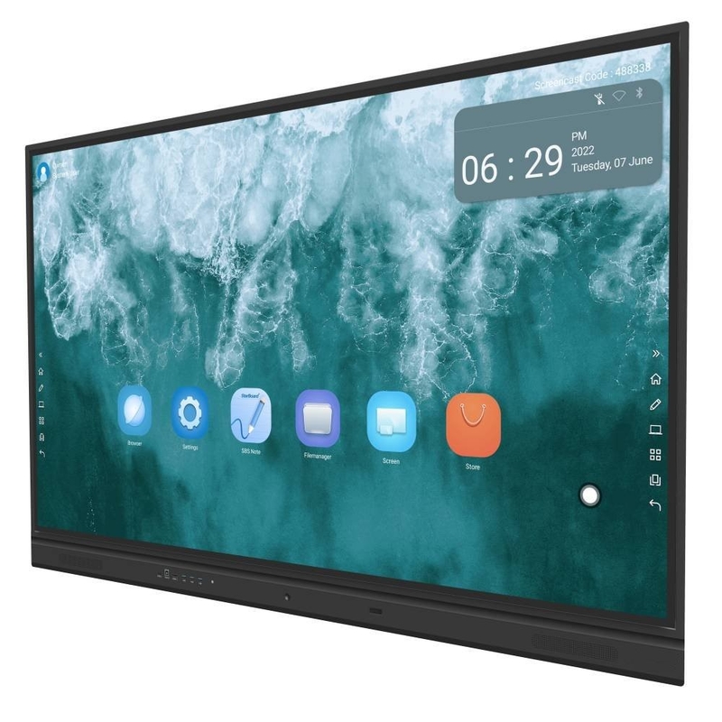 IBoard 75-TE-QS para Bulgaria 400cd/m2 cámara de 48MP y 8 micrófonos incorporados con Android 13 4+32G RAM y almacenamiento para escuelas