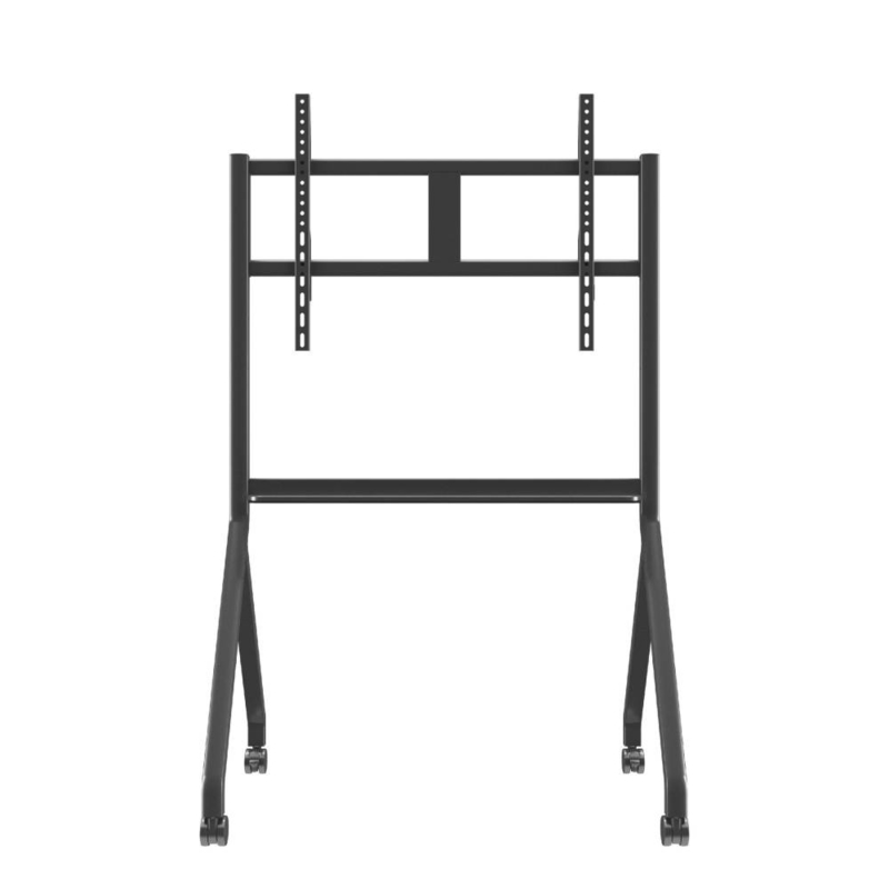 Camión ajustable de soporte de televisión móvil de acero de aleación de aluminio para monitores de televisión inteligentes con pantalla de juego de 65 a 86 pulgadas