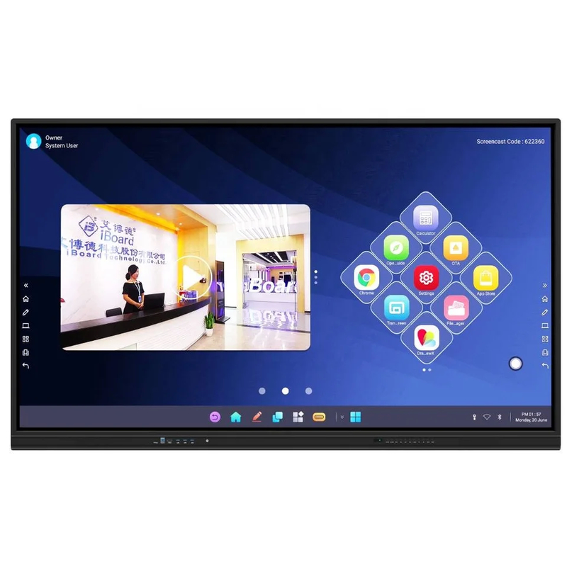 Display interactivo de panel plano con alta relación de contraste y sensor de luz para conferencias