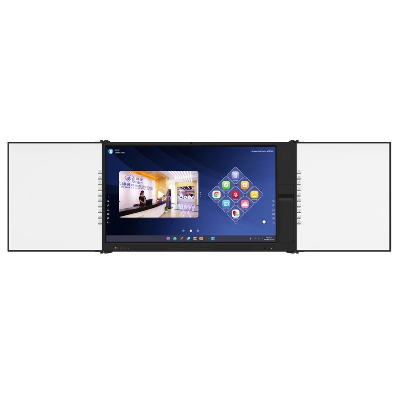 Tablero inteligente de dos lados negro verde con 75 86 pulgadas Android tablero táctil con cámara micrófono escáner de documentos móvil soporte para la oficina educación escolar