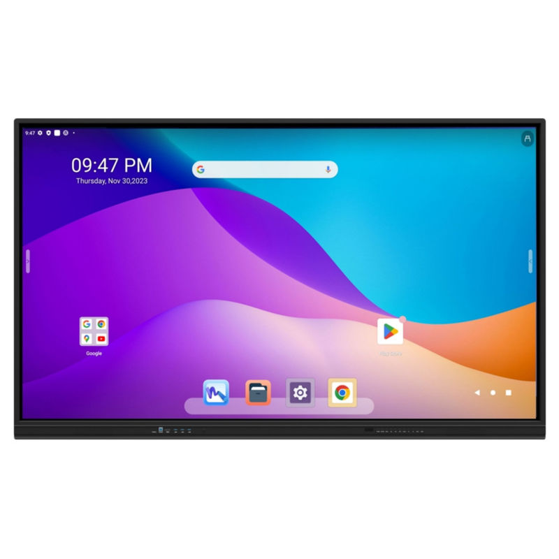 Panel inteligente interactivo de 86 pulgadas con certificación Google EDLA Android 13 con sistema de disfrute incorporado ranura OPS cámara opcional y soporte móvil