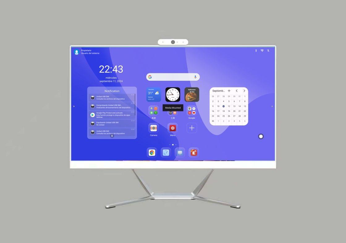 Factory Direct 21.5' 23.8' 27' de pulgadas Monitor de escritorio con cámara web incorporada Todo en uno Android y Win Sistema de toque capacitivo