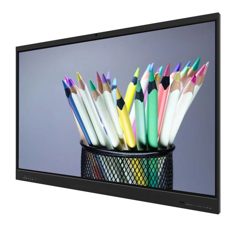 LCD Smart Board 75 pulgadas IFP Android 14 8+128G cámara micrófono altavoz sensor de luz Wifi infrarrojo 50 puntos de contacto para la escuela en línea enseñanza oficina Zoom Equipos de reunión
