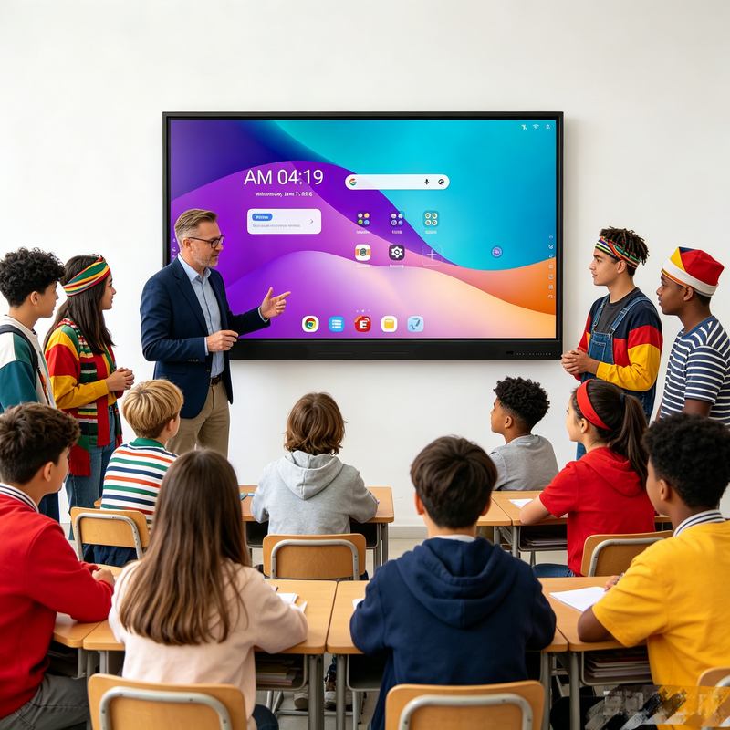 Pantallas interactivas Android 16 certificadas por Google EDLA de 75 pulgadas para reuniones escolares
