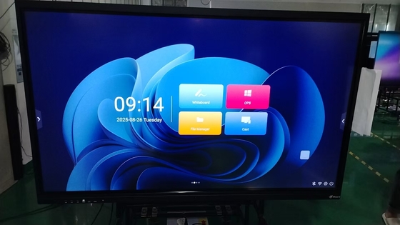 19 años de fábrica al por mayor infrarrojos táctiles 20 puntos táctiles Monitor de pantalla táctil interactiva Bajo consumo de energía 178° Ángulo de visión Android 14 incorporado Pizarra interactiva Equipamiento educativo escolar