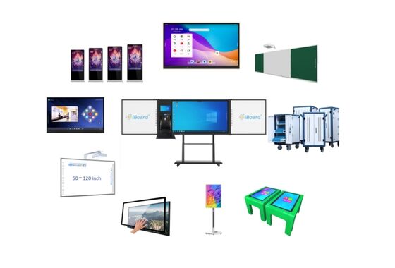 Idiomas opcionales Todo en una pantalla con tableros inteligentes, incluidos altavoces integrados 2 X 15W, que permiten la comunicación y el aprendizaje interactivo